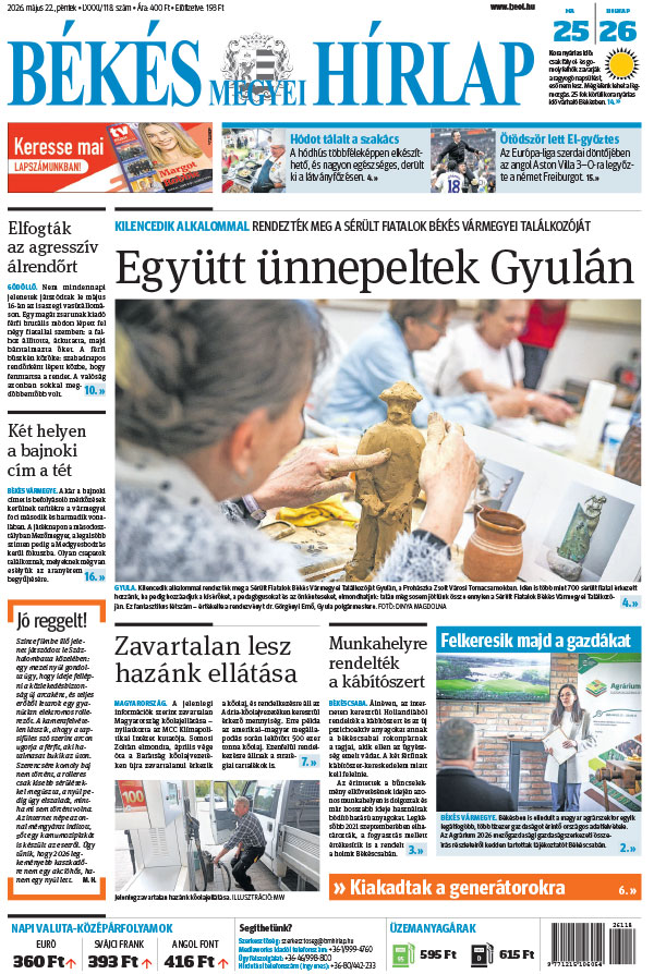 Lapszám: 2026. 05. 22. + MELLÉKLET